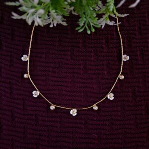 Flower & stone necklace